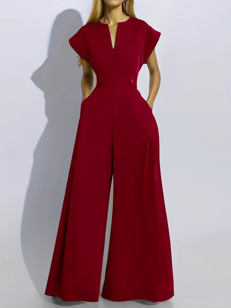 Women’s Wide Leg Jumpsuit Tailored Fit with Structured Waist for Effortless Style