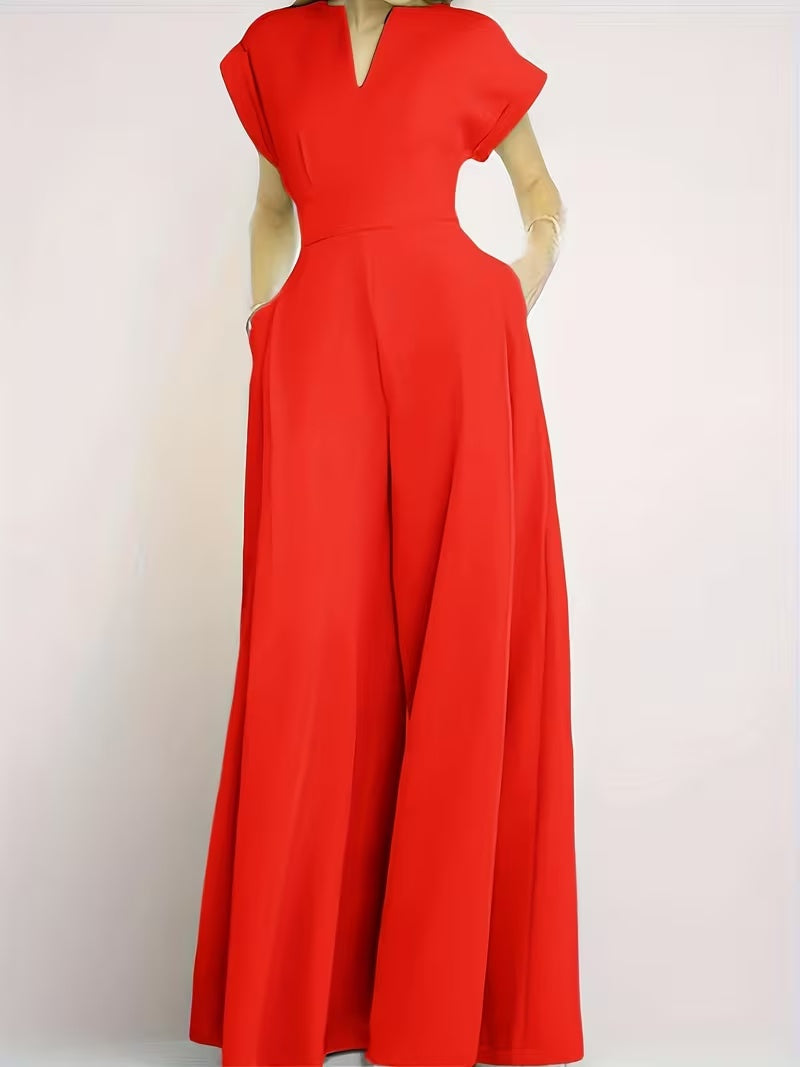 Women’s Wide Leg Jumpsuit Tailored Fit with Structured Waist for Effortless Style