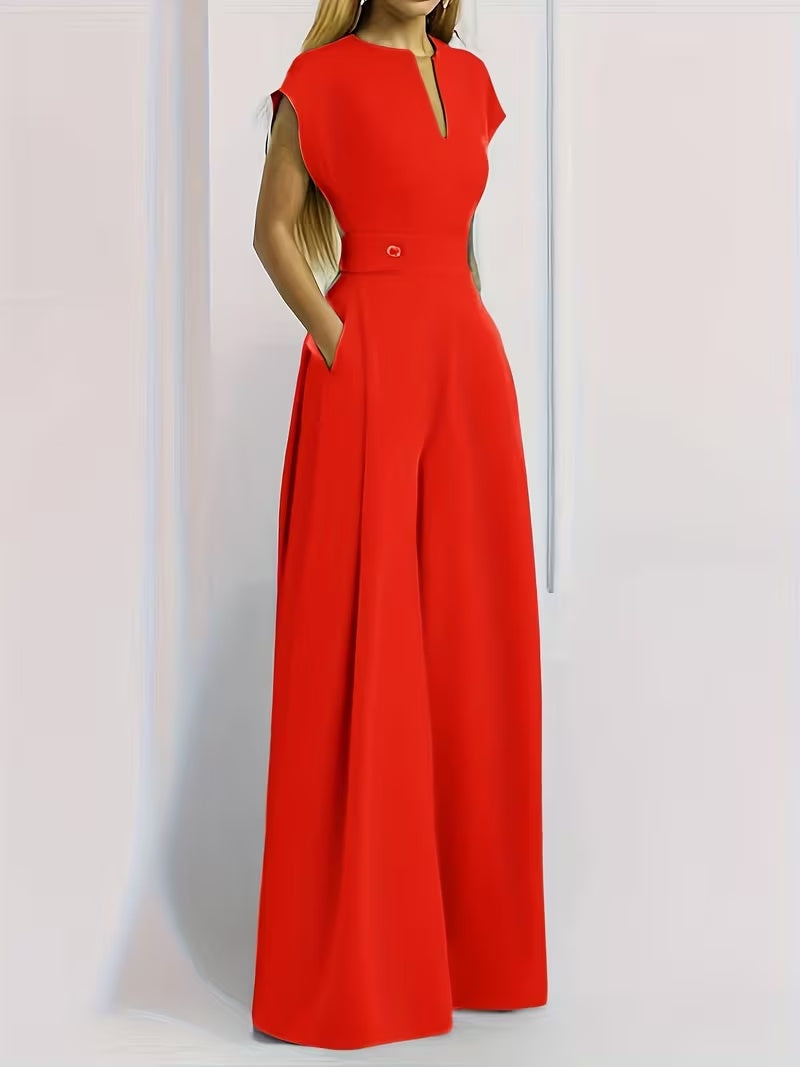 Women’s Wide Leg Jumpsuit Tailored Fit with Structured Waist for Effortless Style
