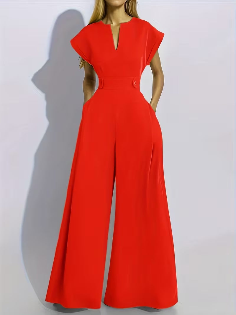 Women’s Wide Leg Jumpsuit Tailored Fit with Structured Waist for Effortless Style