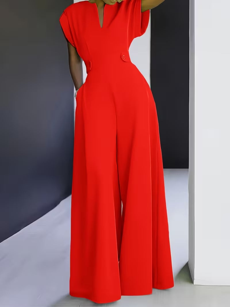 Women’s Wide Leg Jumpsuit Tailored Fit with Structured Waist for Effortless Style
