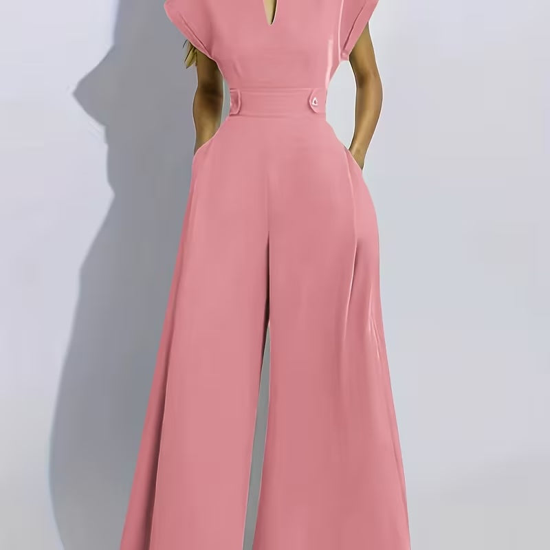 Women’s Wide Leg Jumpsuit Tailored Fit with Structured Waist for Effortless Style