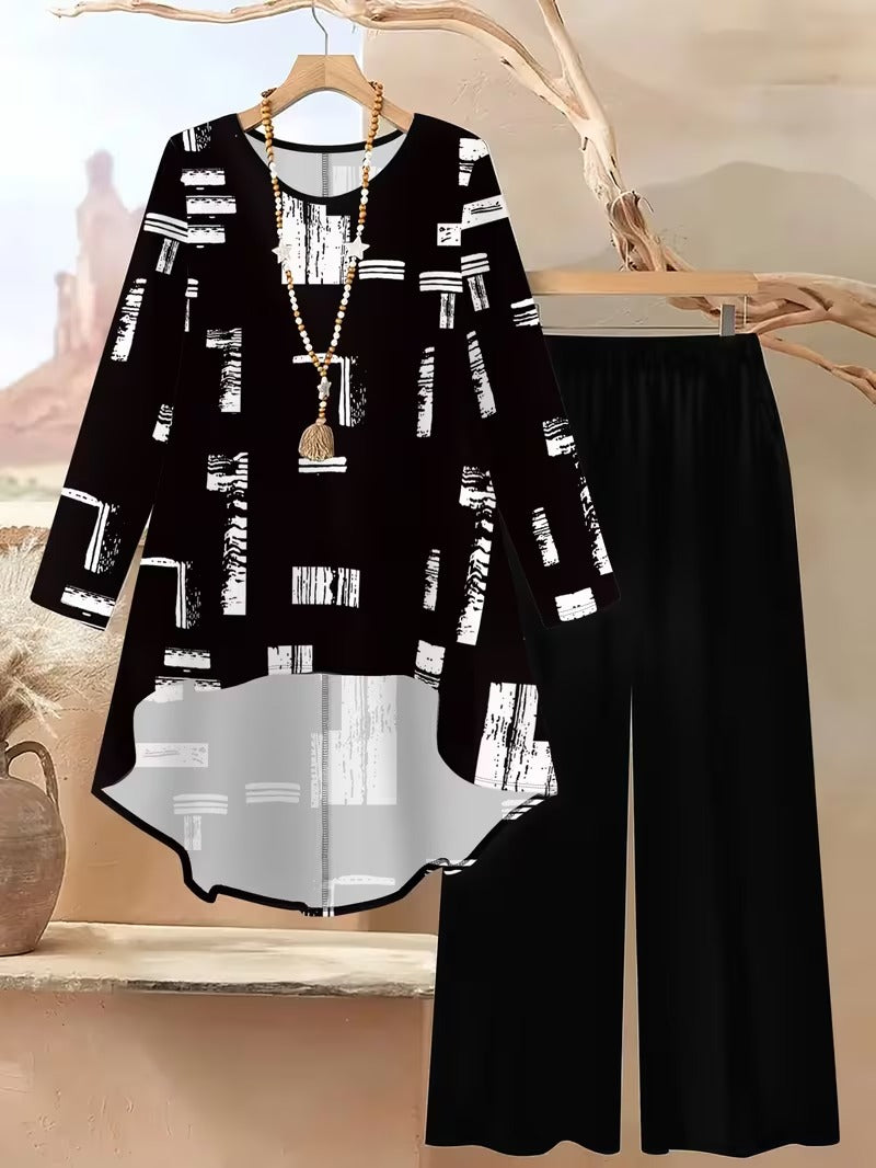 Women's Plus Size Geometric Set