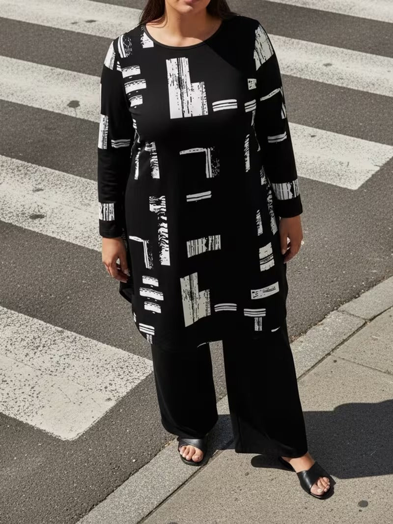 Women's Plus Size Geometric Set