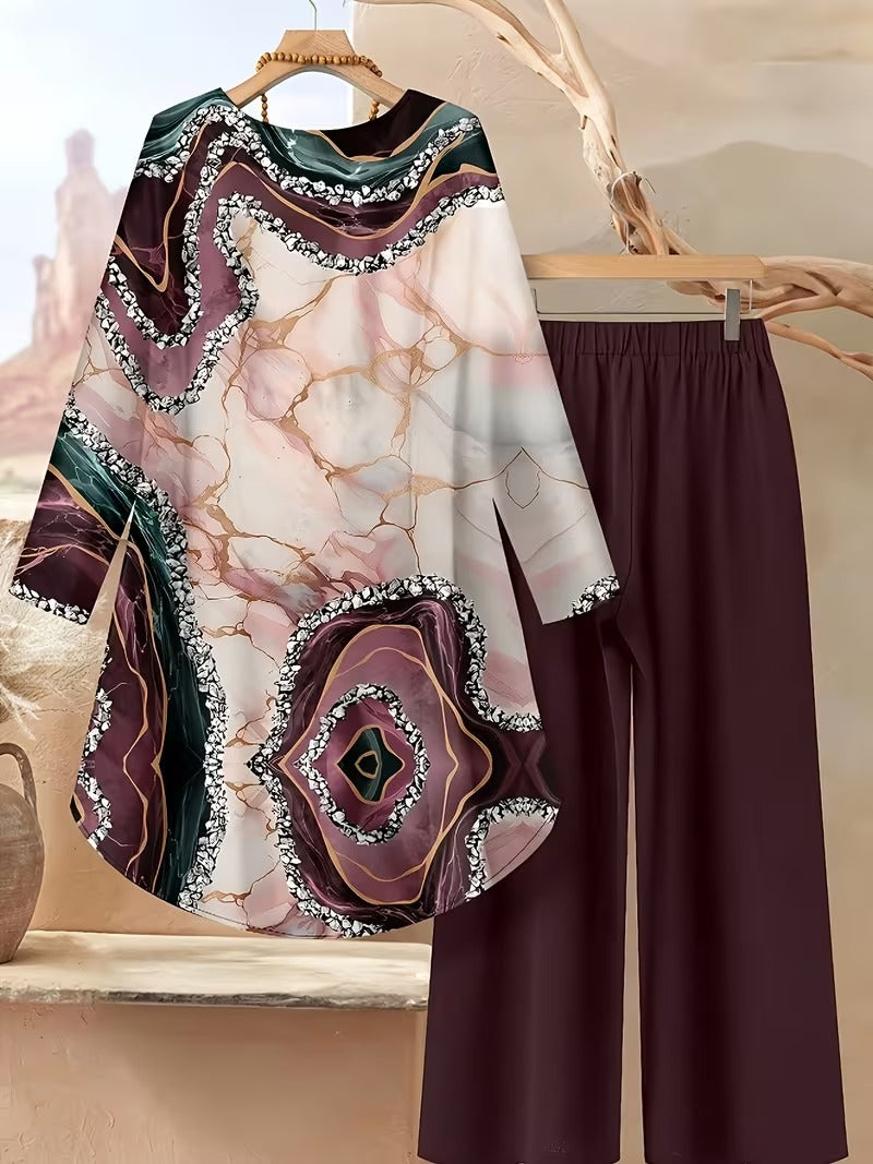 Women's Plus Size Geometric Set