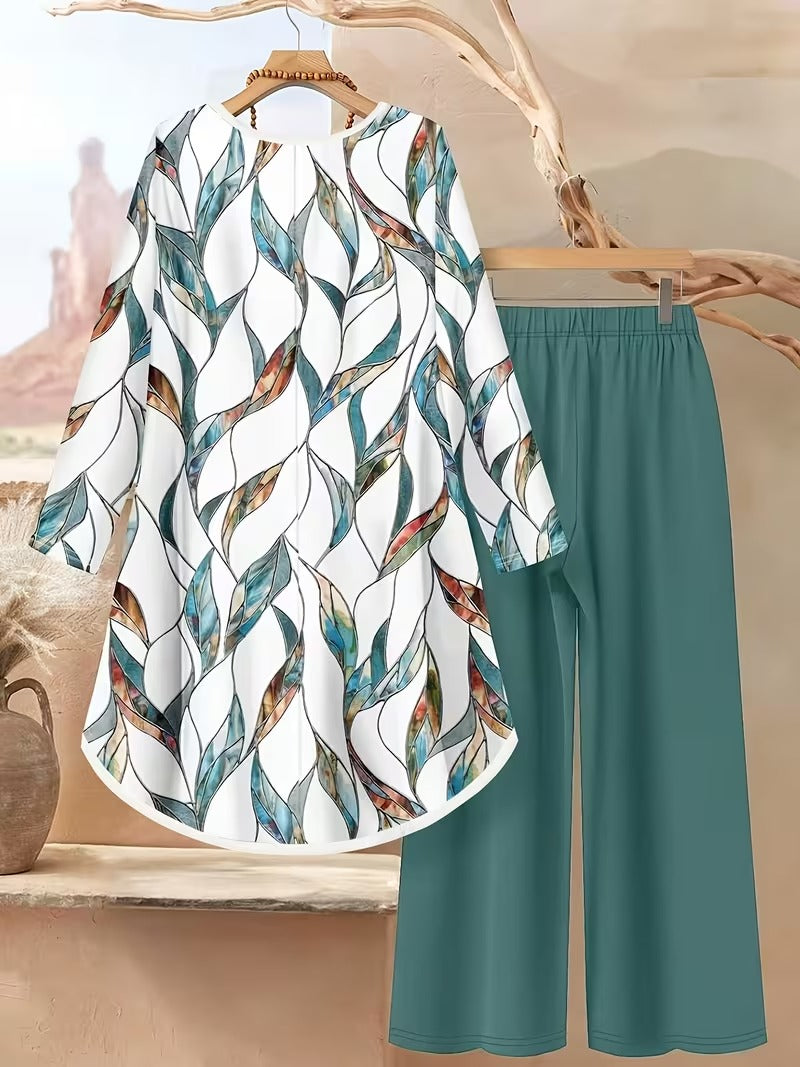 Women's Plus Size Geometric Set