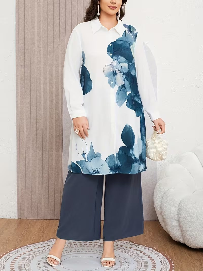Plus Size Elegant Printed Co-Ord Set
