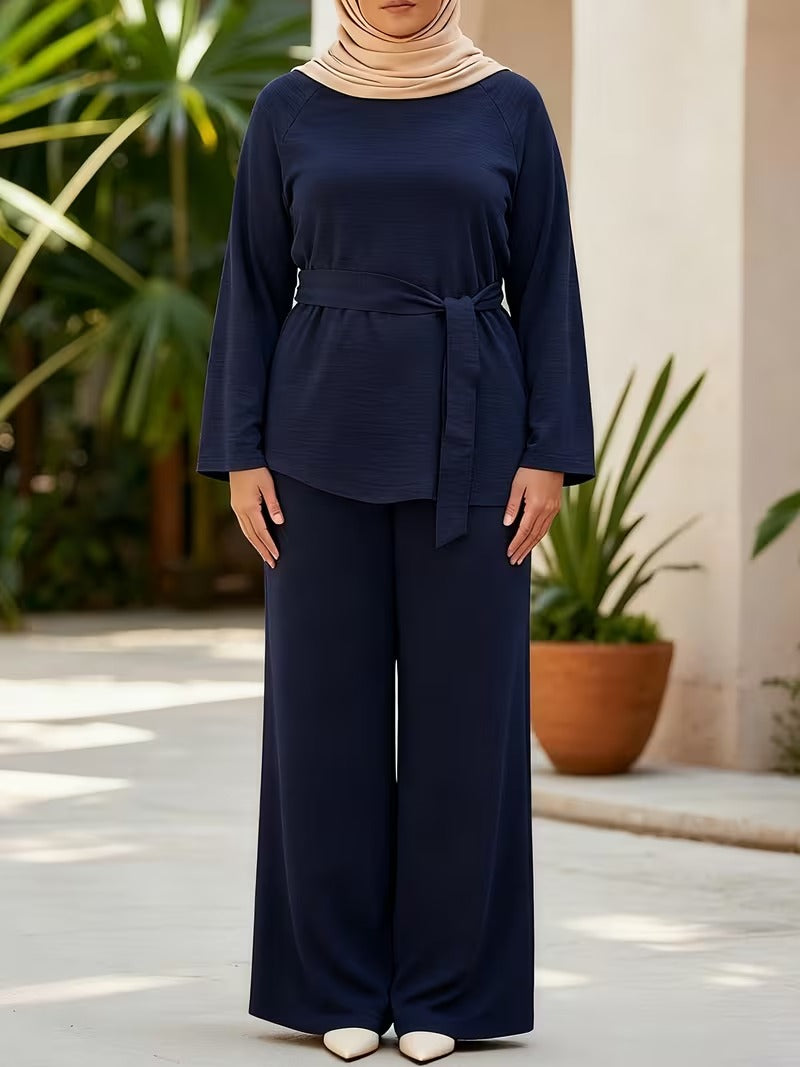 Flared Sleeve Abaya Pants Set