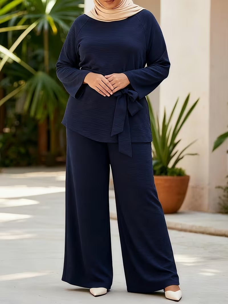 Flared Sleeve Abaya Pants Set