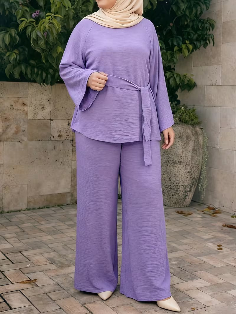 Flared Sleeve Abaya Pants Set