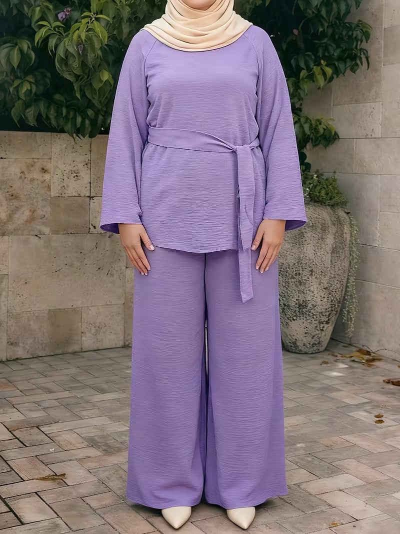 Flared Sleeve Abaya Pants Set