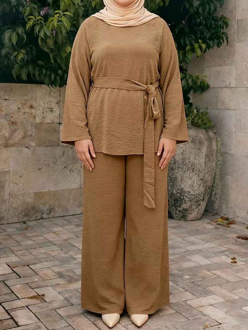 Flared Sleeve Abaya Pants Set