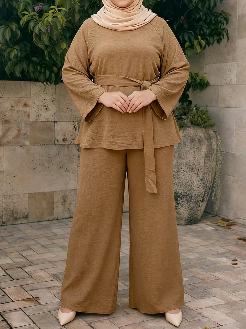 Flared Sleeve Abaya Pants Set