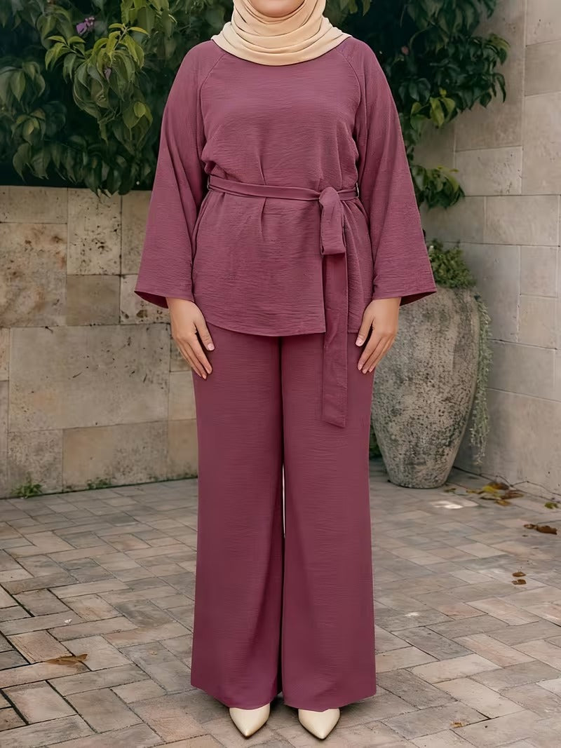 Flared Sleeve Abaya Pants Set