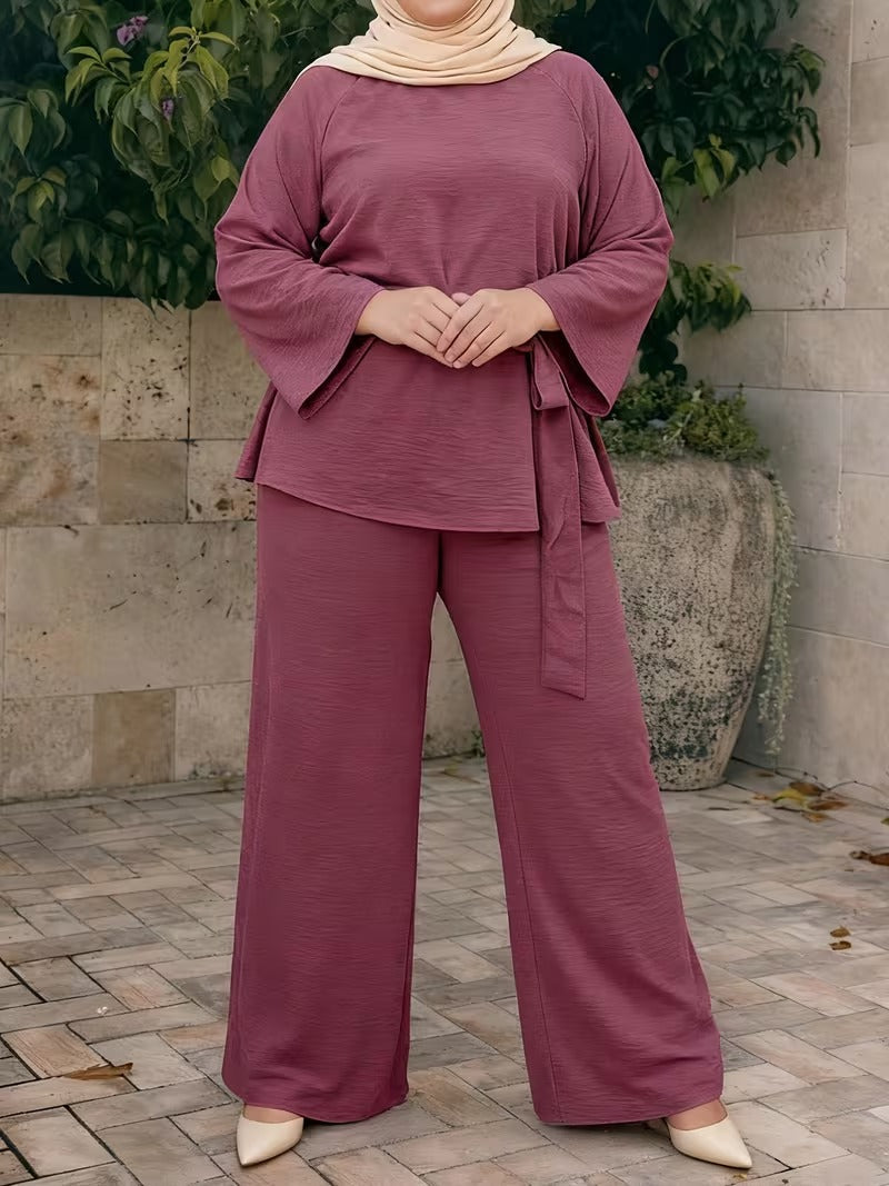 Flared Sleeve Abaya Pants Set