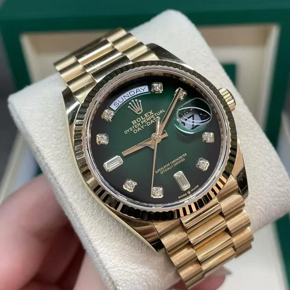 Role_x Day Date Gold/Green S-Diamond