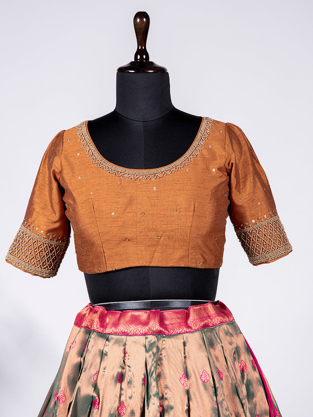Mehendi Color Zari Weaving Work Jacquard Lehenga Choli