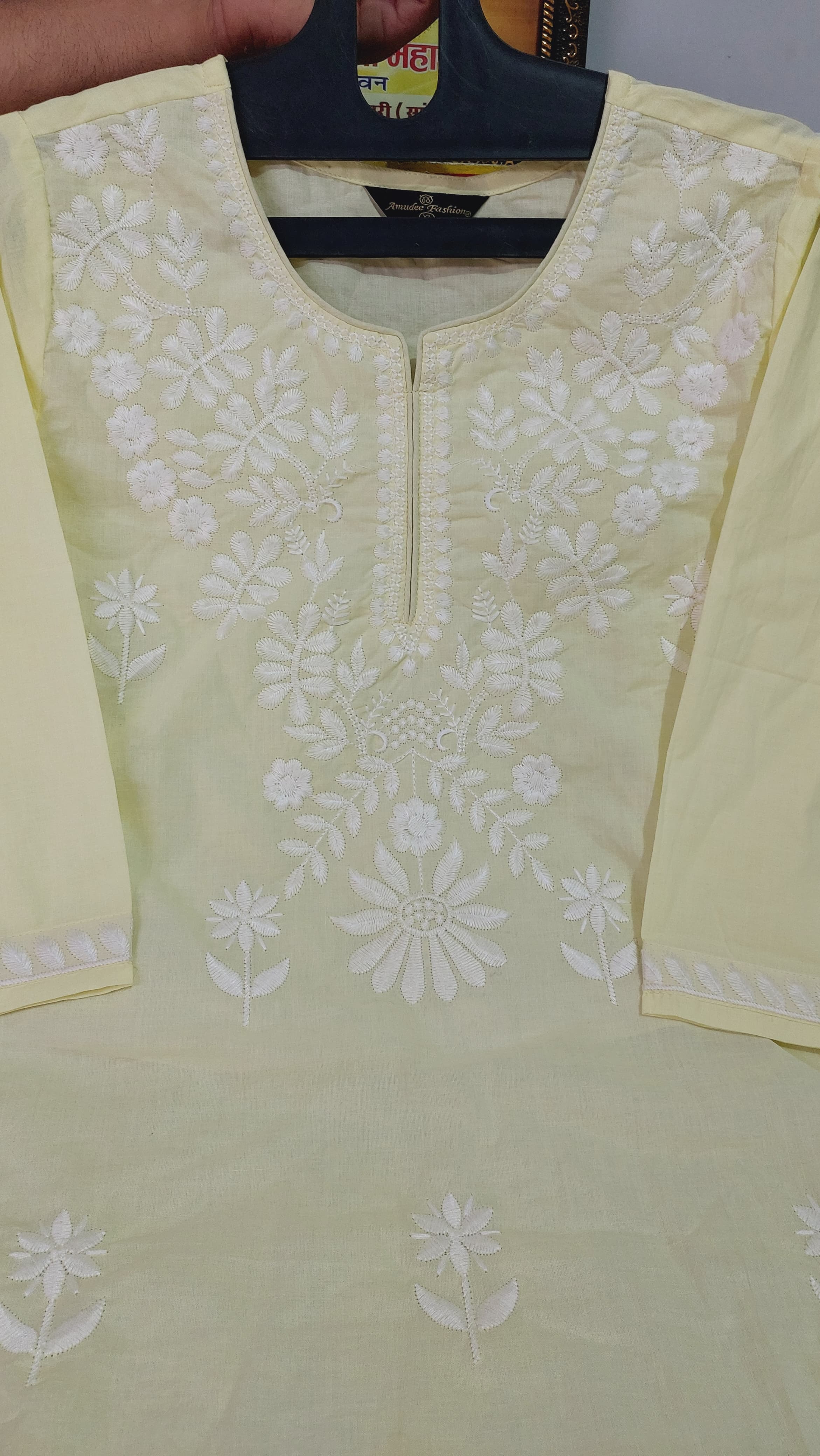 Jaipuri Embroidered Cotton 60x60 Kurta Pant Set (Kurta 45", Pant 37")