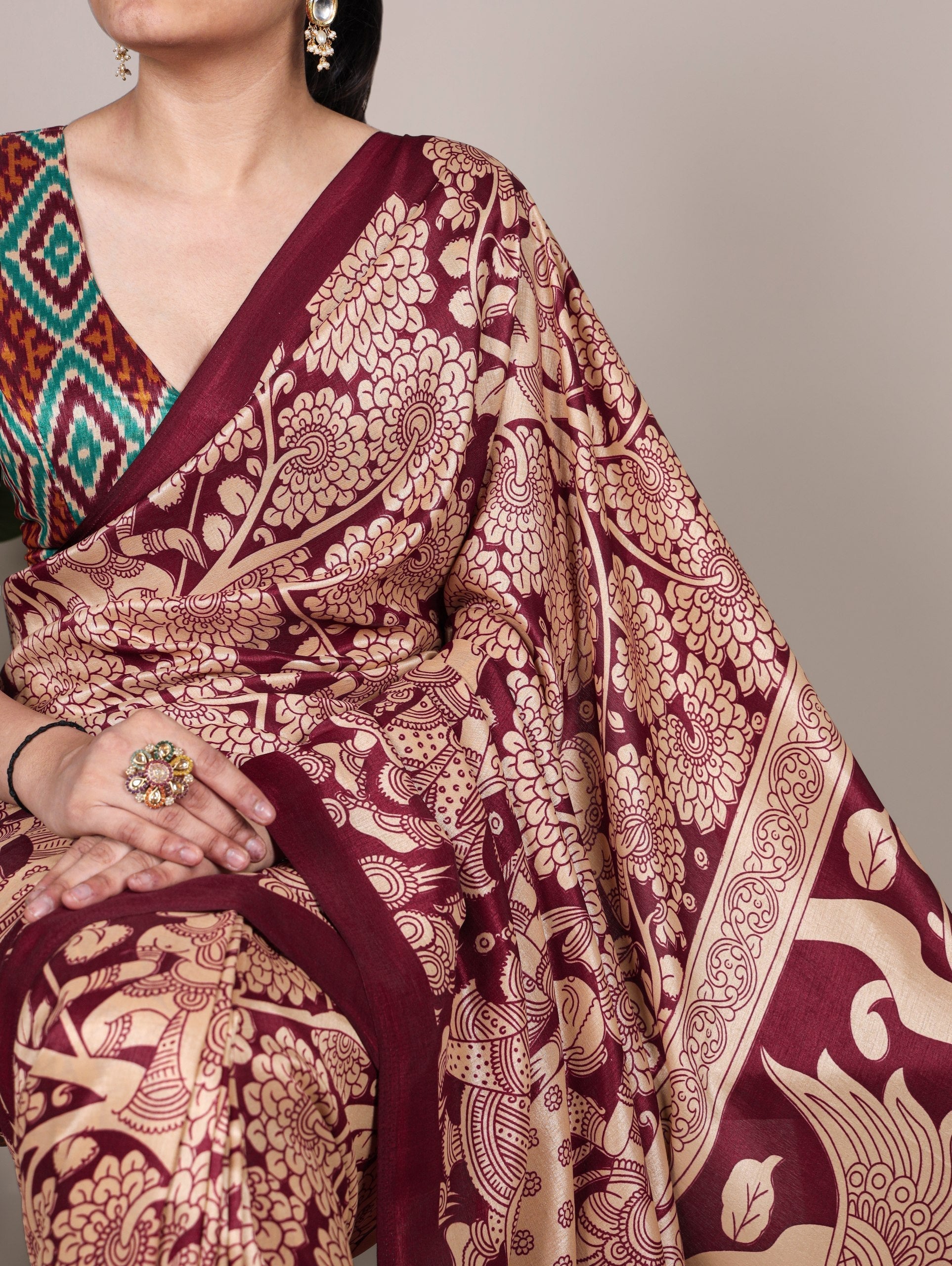 Kalamkari Printed Saree with Blouse