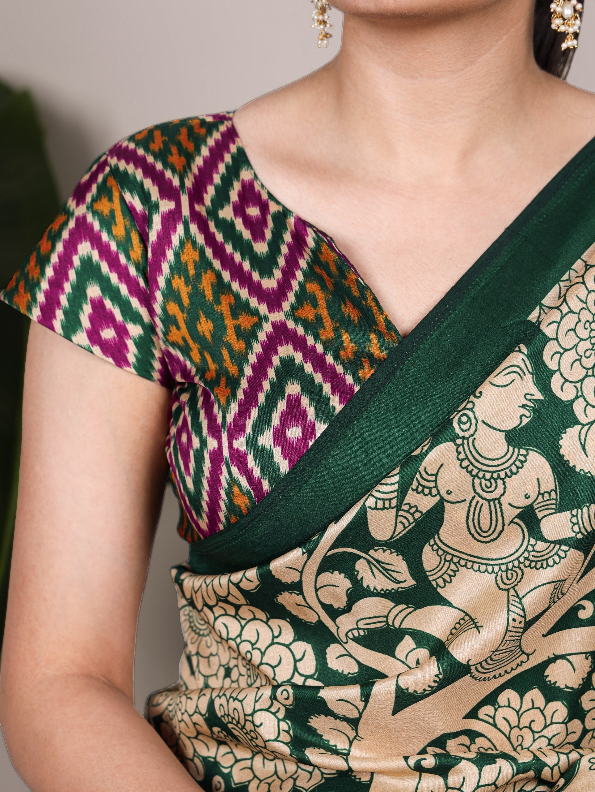 Kalamkari Printed Saree with Blouse
