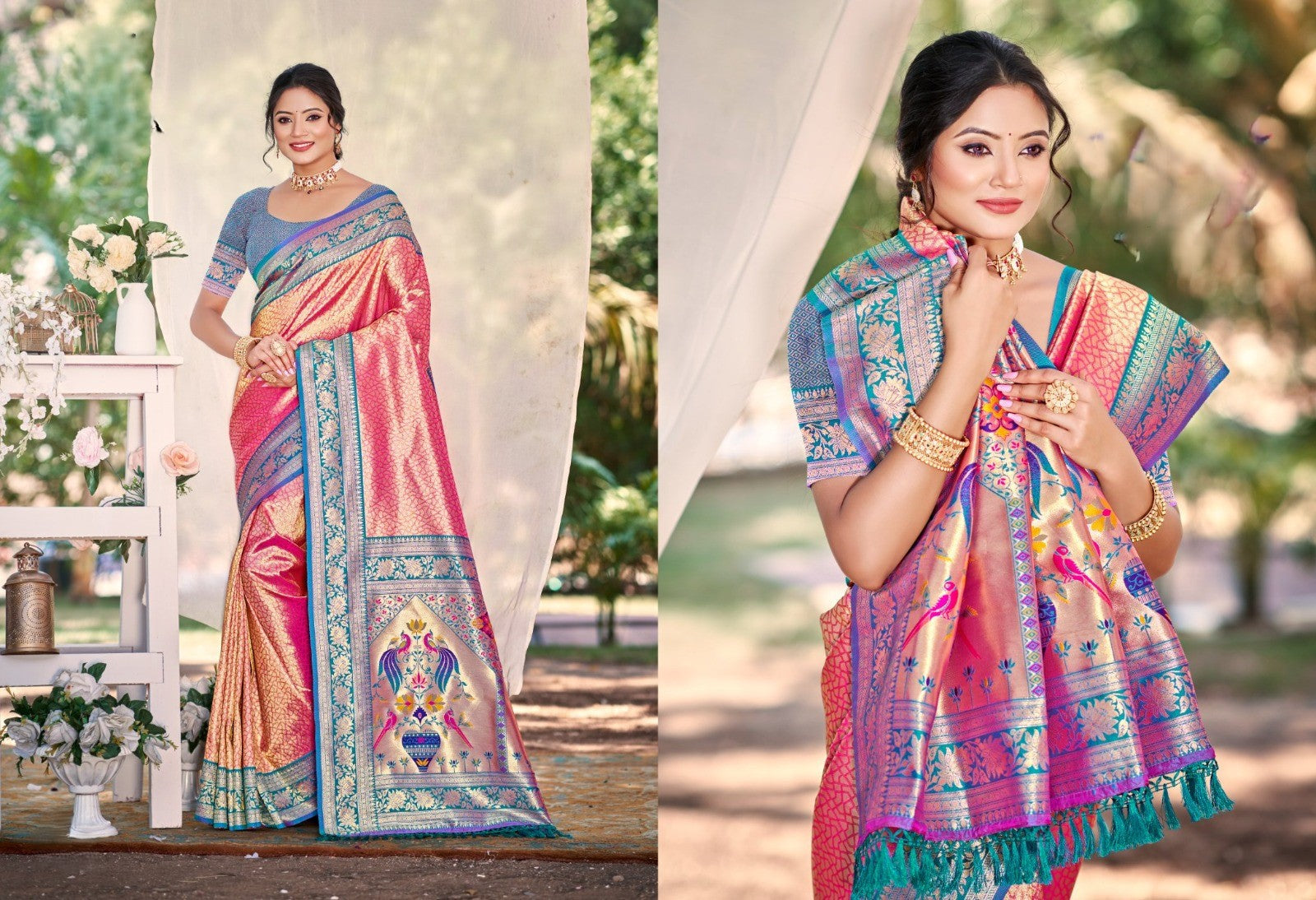 Kanjivaram Silk Saree with Kanjivaram Silk Blouse Piece