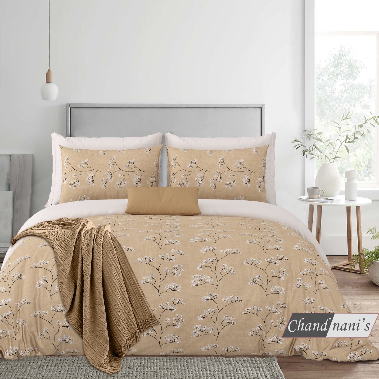 King Size Cotton Mix Bedsheet Set (108x108 inch) with 2 Pillow Covers