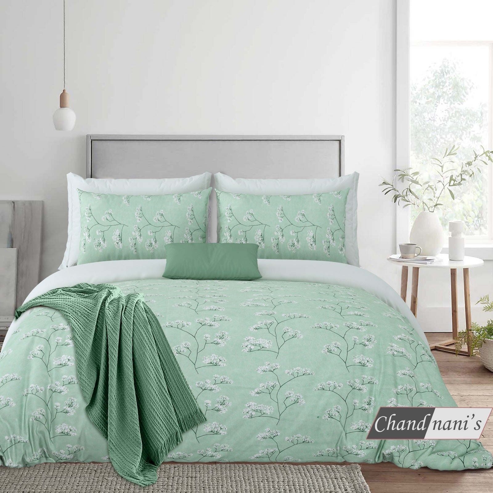 King Size Cotton Mix Bedsheet Set (108x108 inch) with 2 Pillow Covers