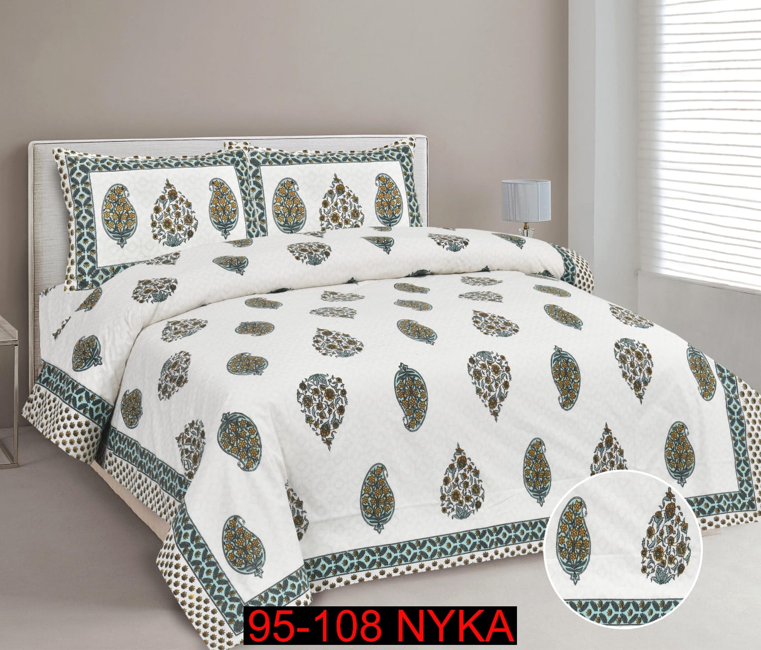 King Size Cotton-Viscose Blend Bedsheet Set with Zippered Pillow Covers (95x108 Inches)