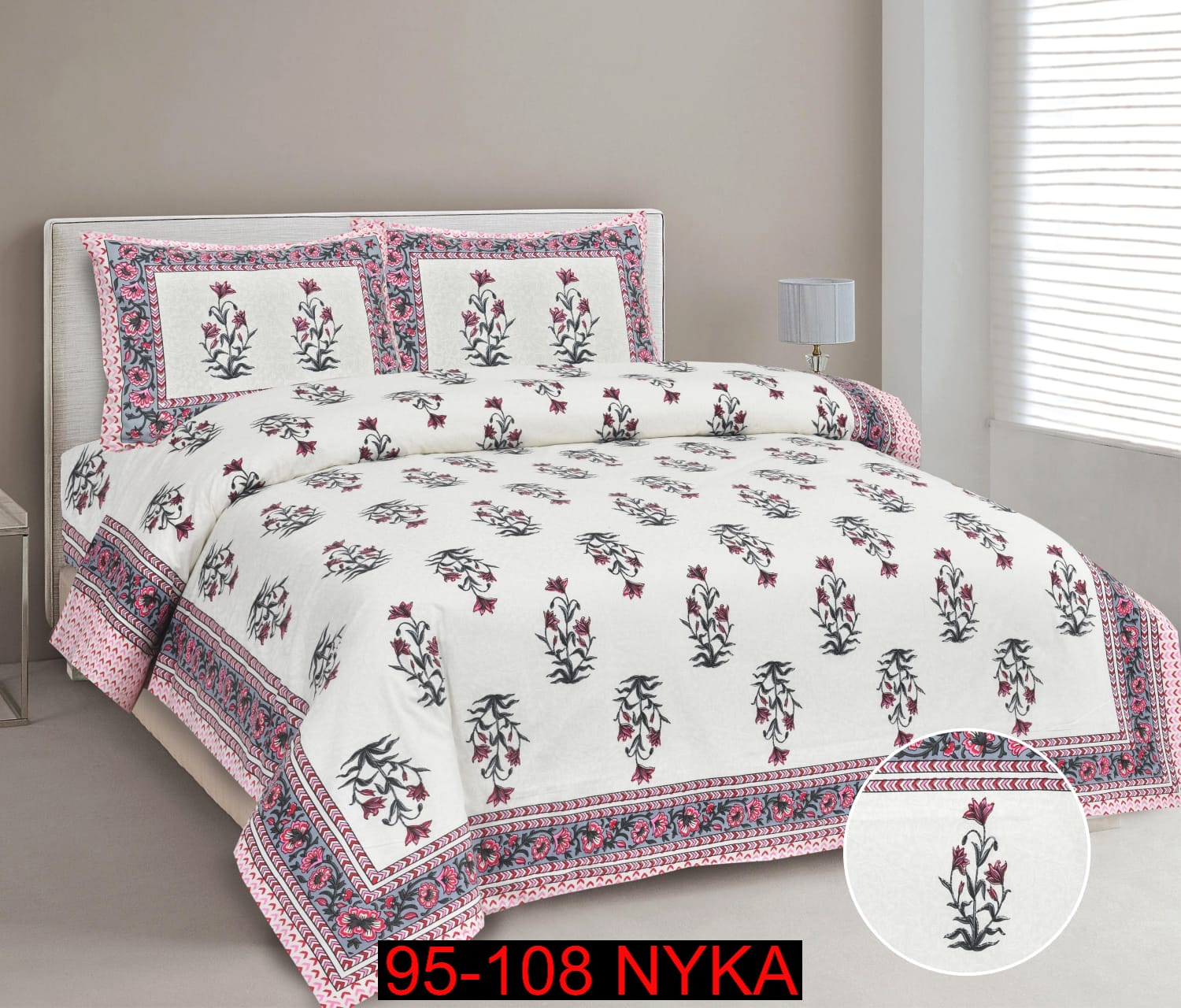 King Size Cotton-Viscose Blend Bedsheet Set with Zippered Pillow Covers (95x108 Inches)