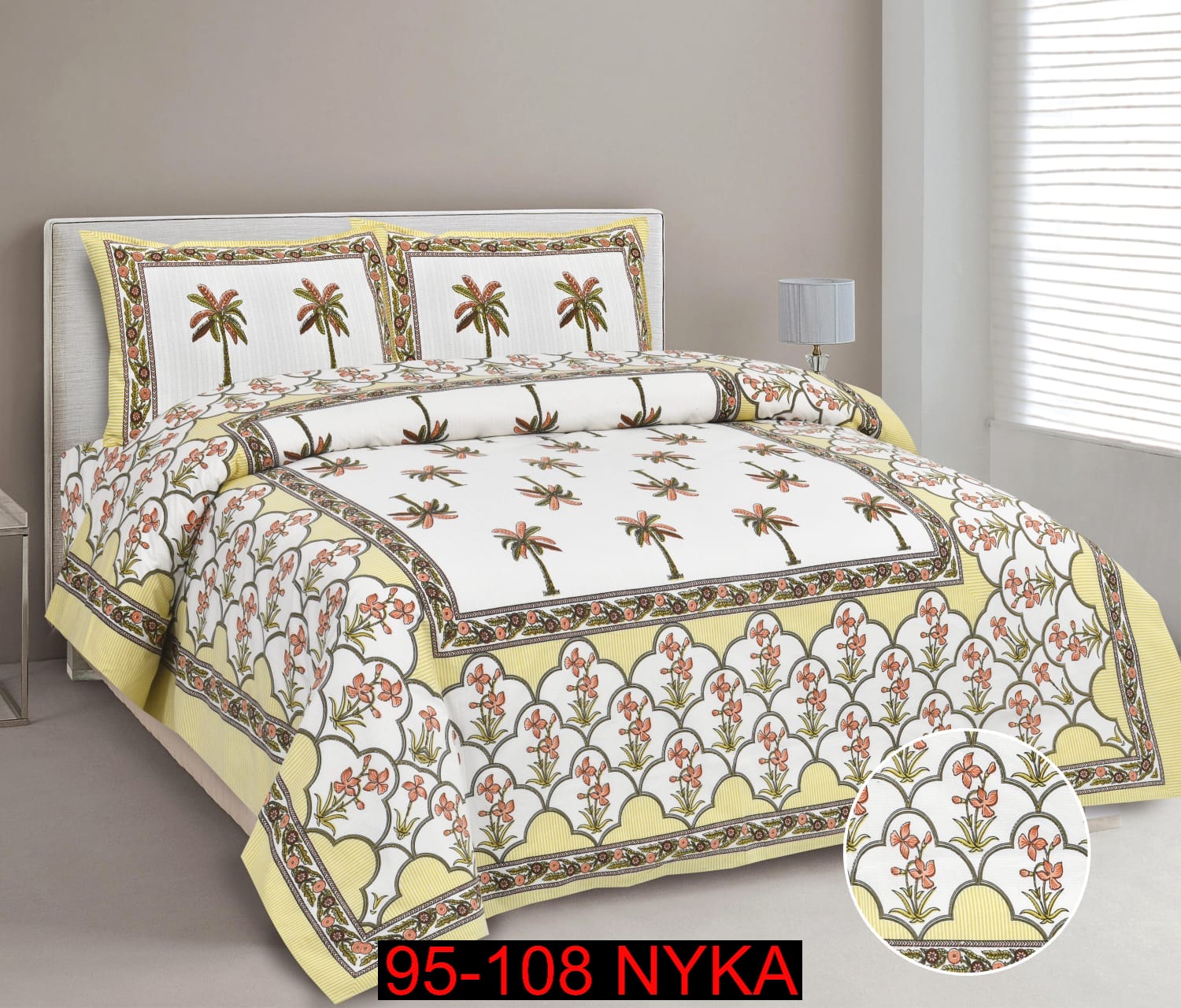 King Size Cotton-Viscose Blend Bedsheet Set with Zippered Pillow Covers (95x108 Inches)