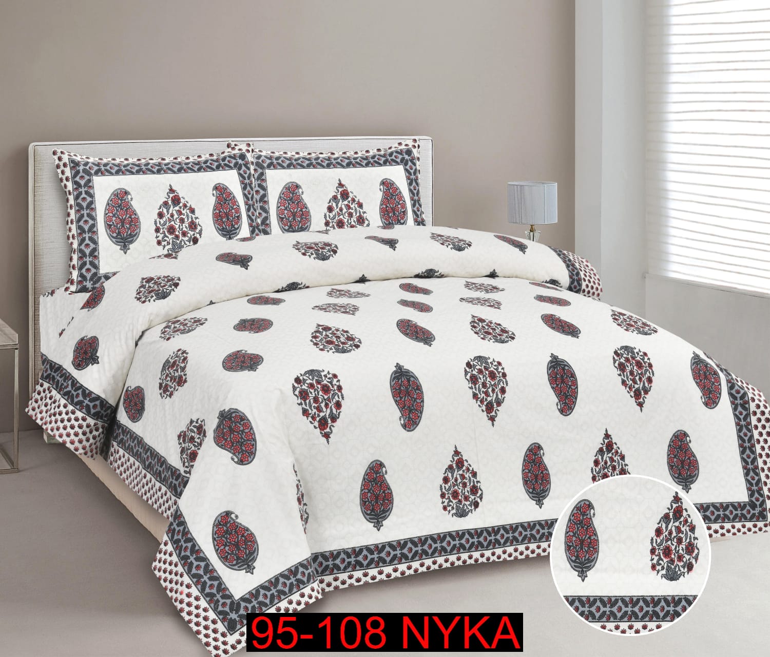 King Size Cotton-Viscose Blend Bedsheet Set with Zippered Pillow Covers (95x108 Inches)