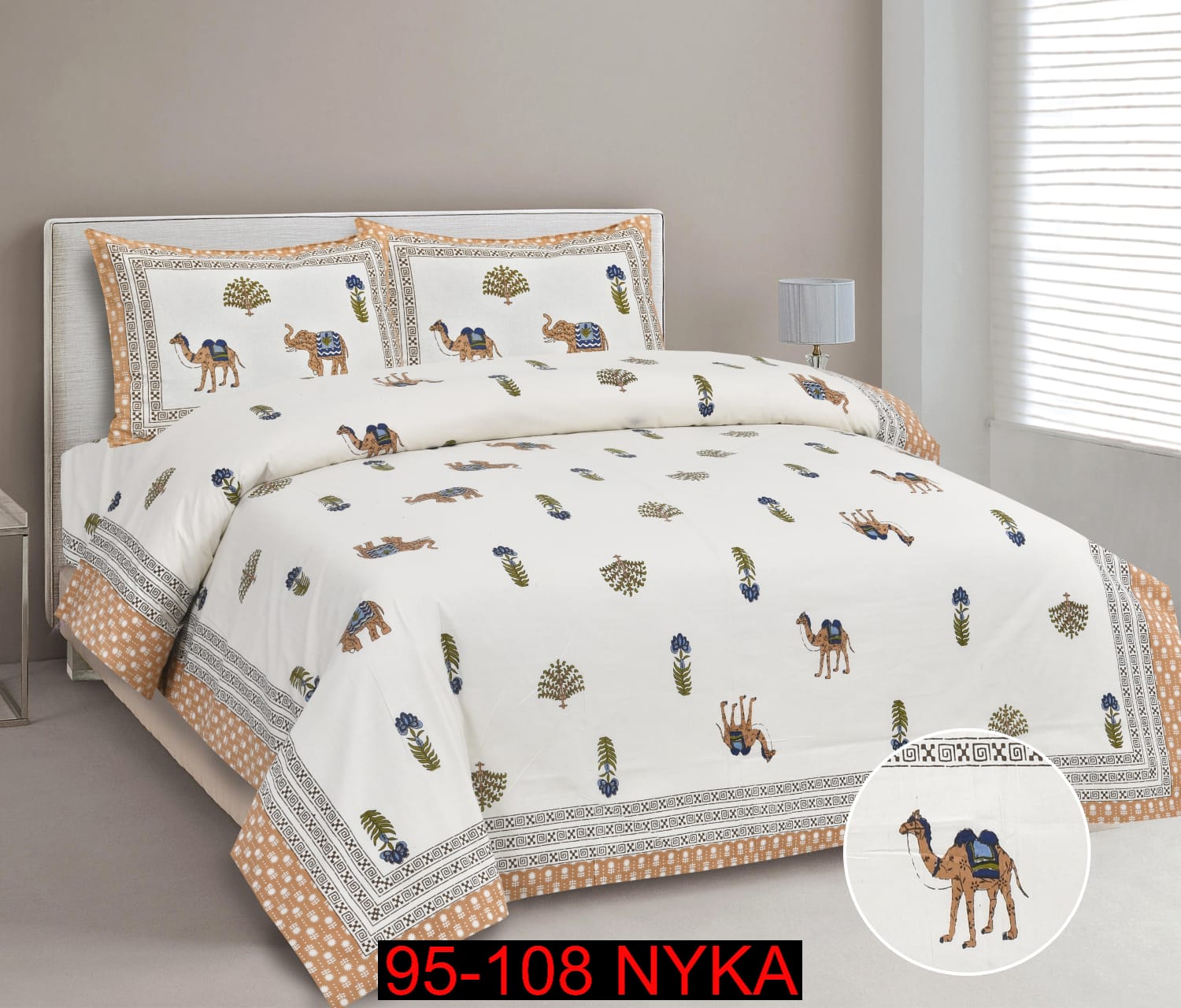 King Size Cotton-Viscose Blend Bedsheet Set with Zippered Pillow Covers (95x108 Inches)