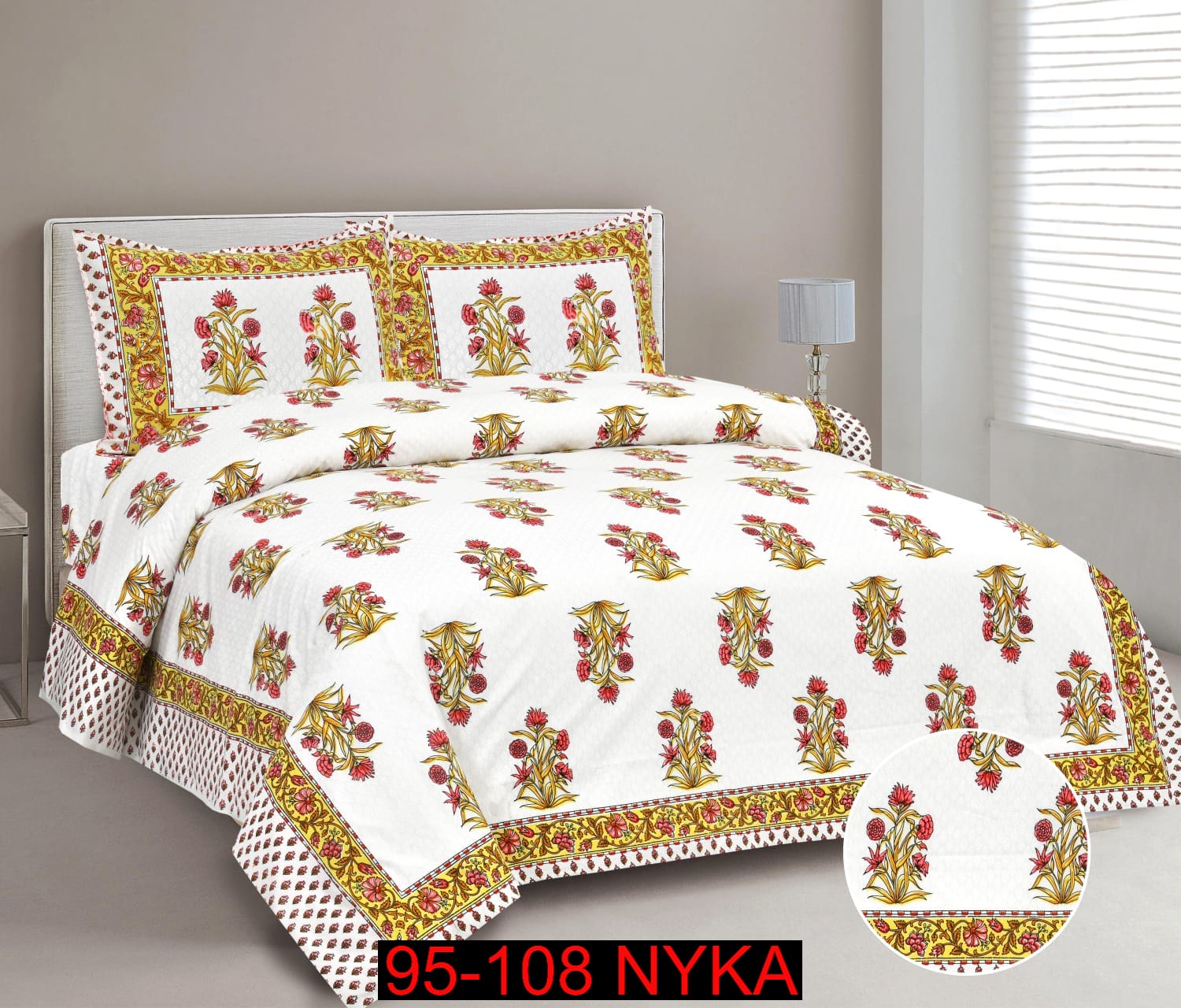 King Size Cotton-Viscose Blend Bedsheet Set with Zippered Pillow Covers (95x108 Inches)