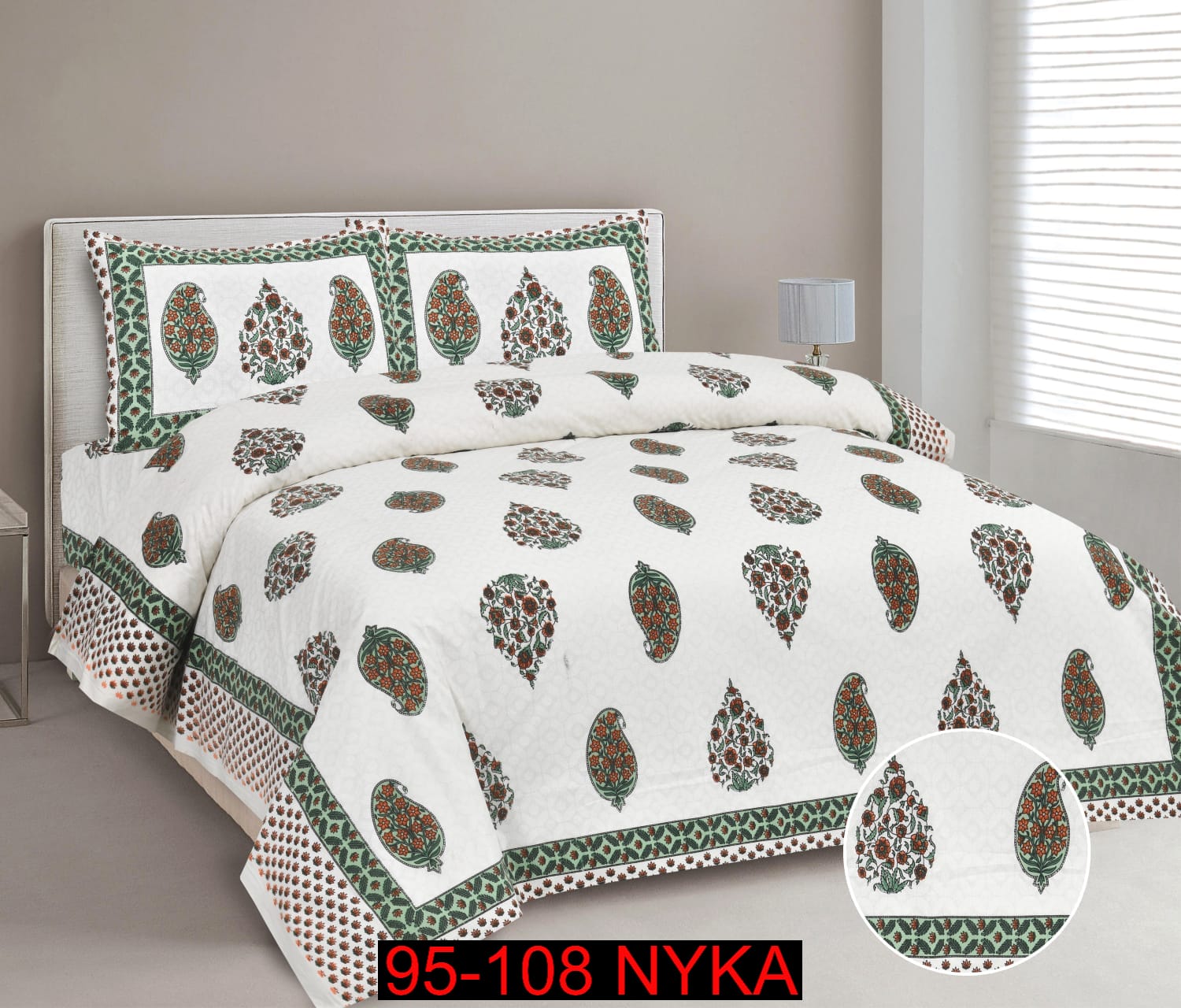 King Size Cotton-Viscose Blend Bedsheet Set with Zippered Pillow Covers (95x108 Inches)