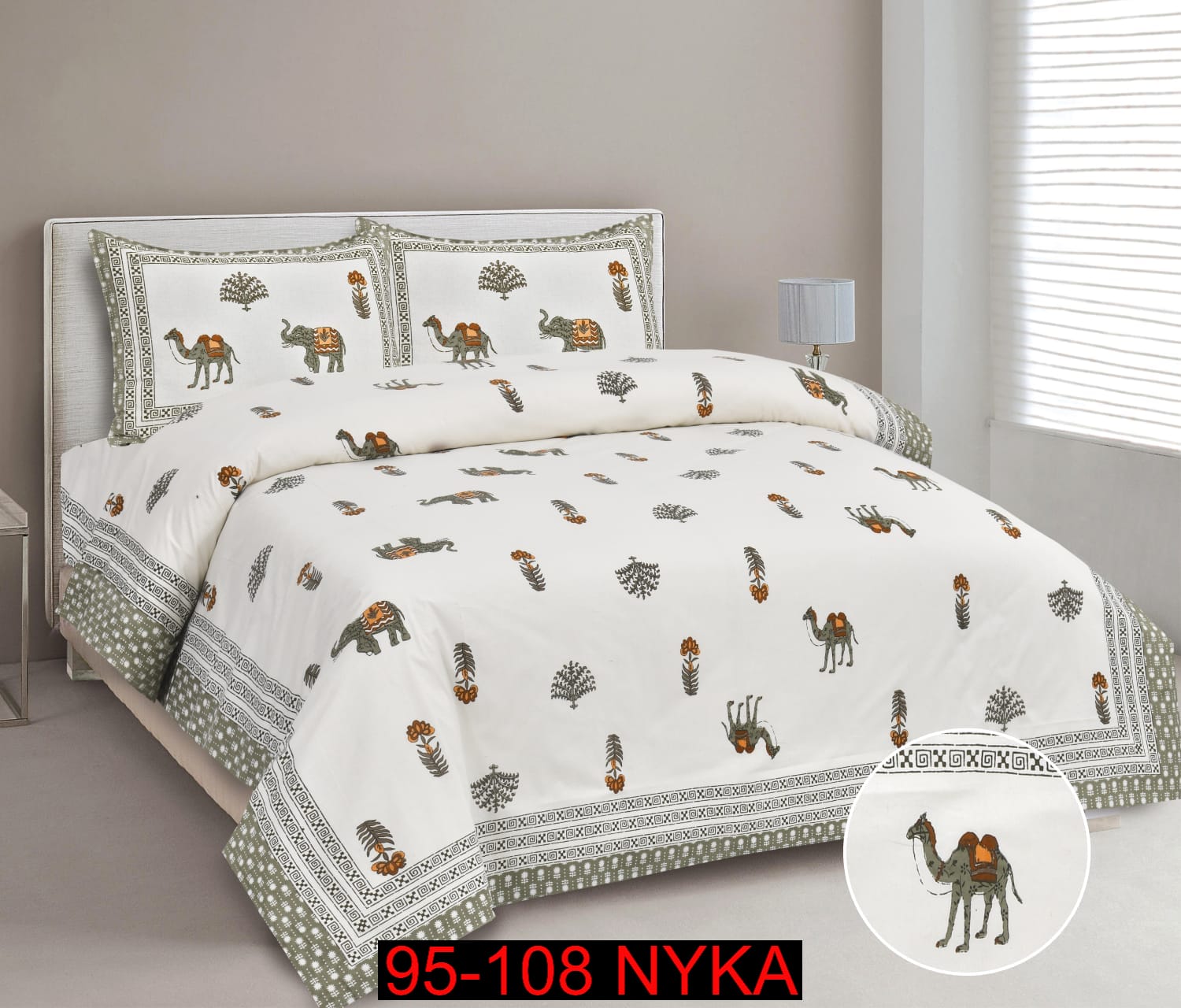 King Size Cotton-Viscose Blend Bedsheet Set with Zippered Pillow Covers (95x108 Inches)