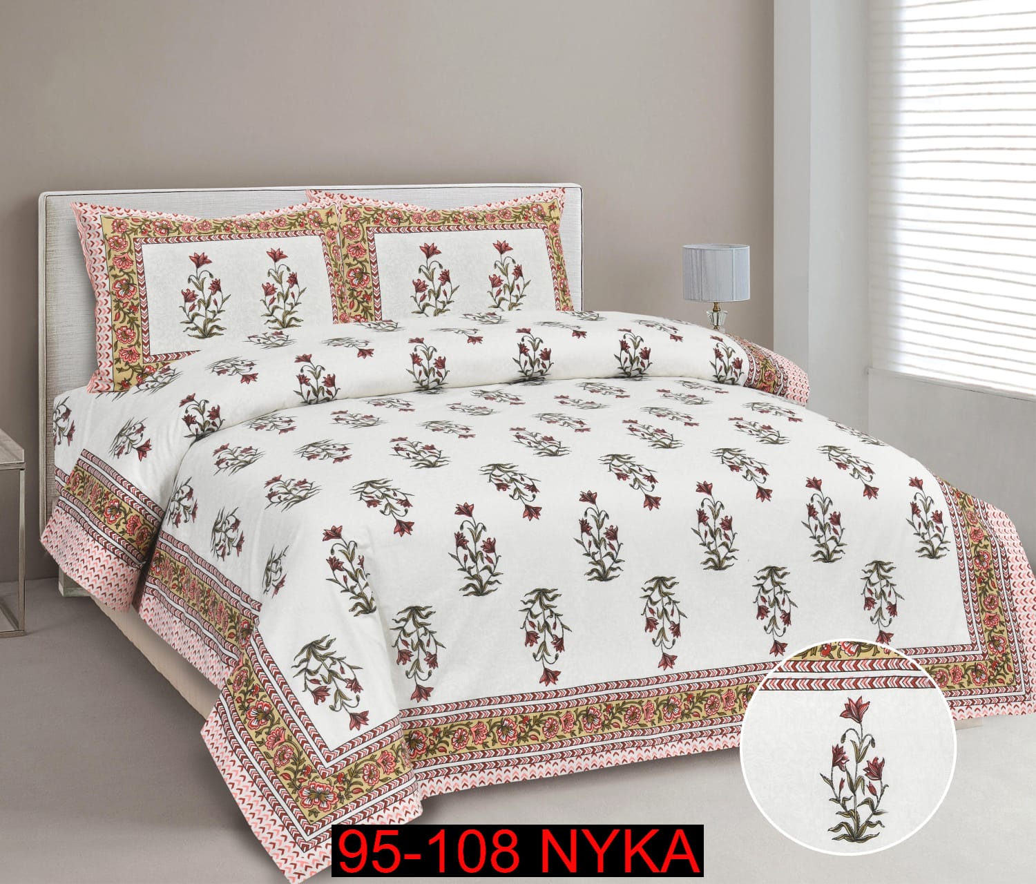 King Size Cotton-Viscose Blend Bedsheet Set with Zippered Pillow Covers (95x108 Inches)