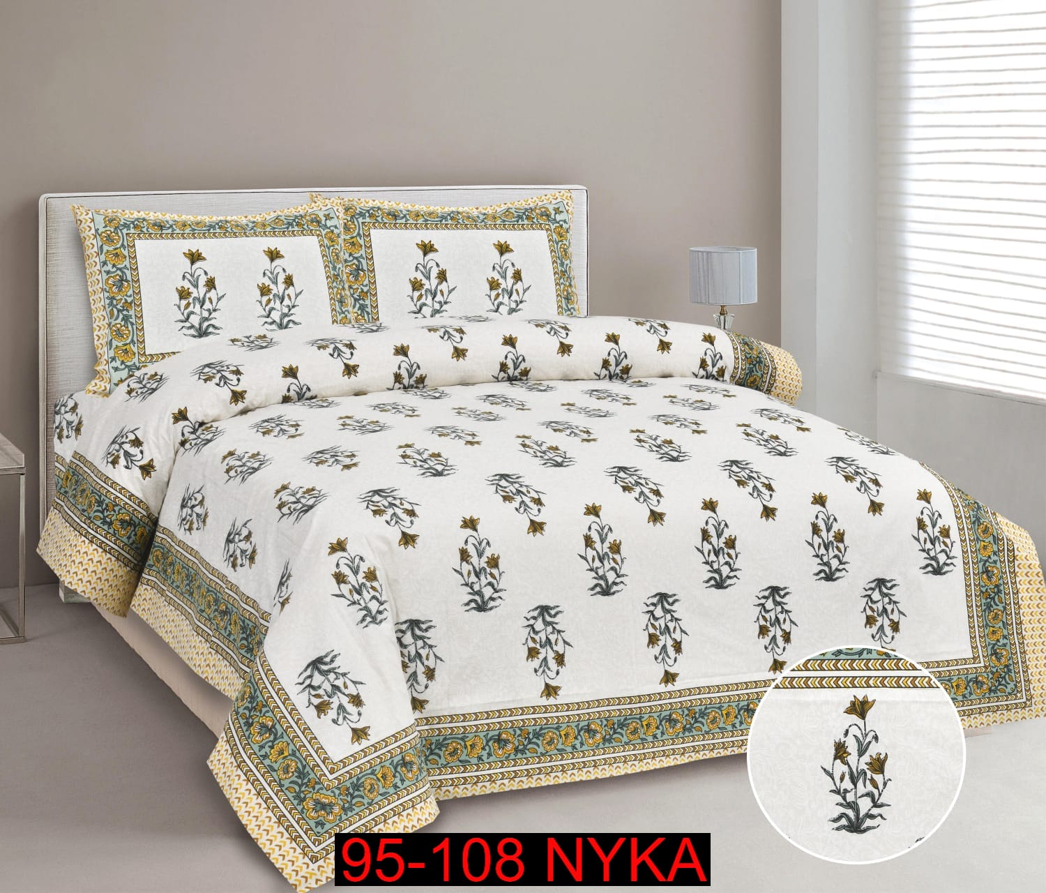 King Size Cotton-Viscose Blend Bedsheet Set with Zippered Pillow Covers (95x108 Inches)