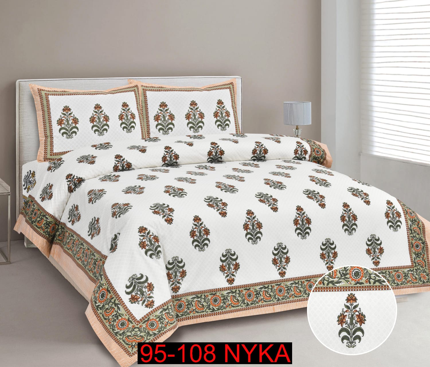 King Size Cotton-Viscose Blend Bedsheet Set with Zippered Pillow Covers (95x108 Inches)