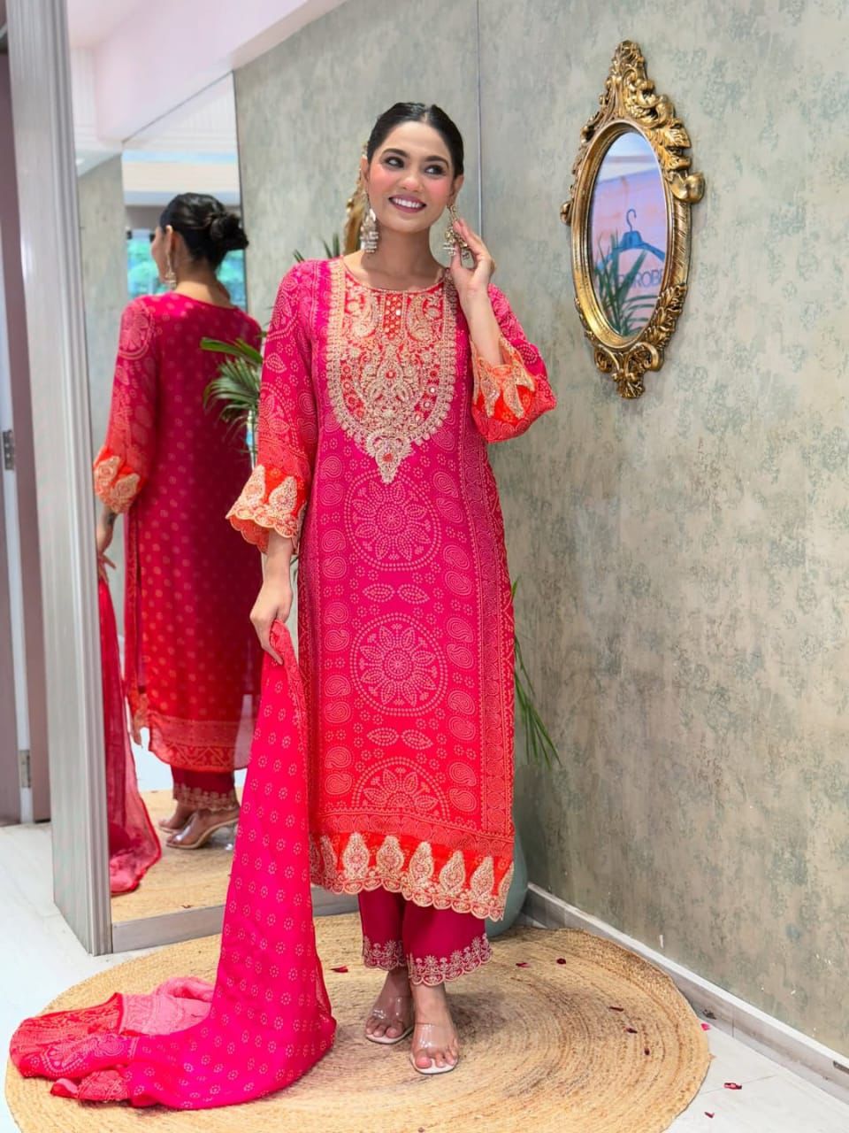 KitKat Silk 3 Piece Suit Set with Embroidery Neck & Dupatta