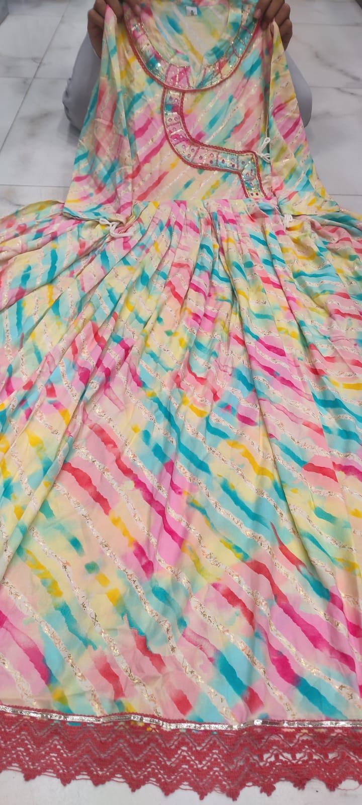 Lahariya Print Sequin & Mirror Work Muslin Suit Set with Chanderi Silk Dupatta