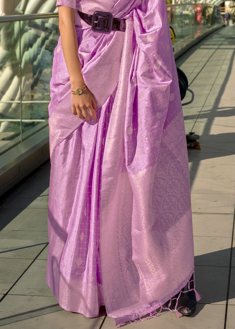 Lavender Elegant Banarasi Blended Silk Saree – Handwoven Heritage for Special Occasions