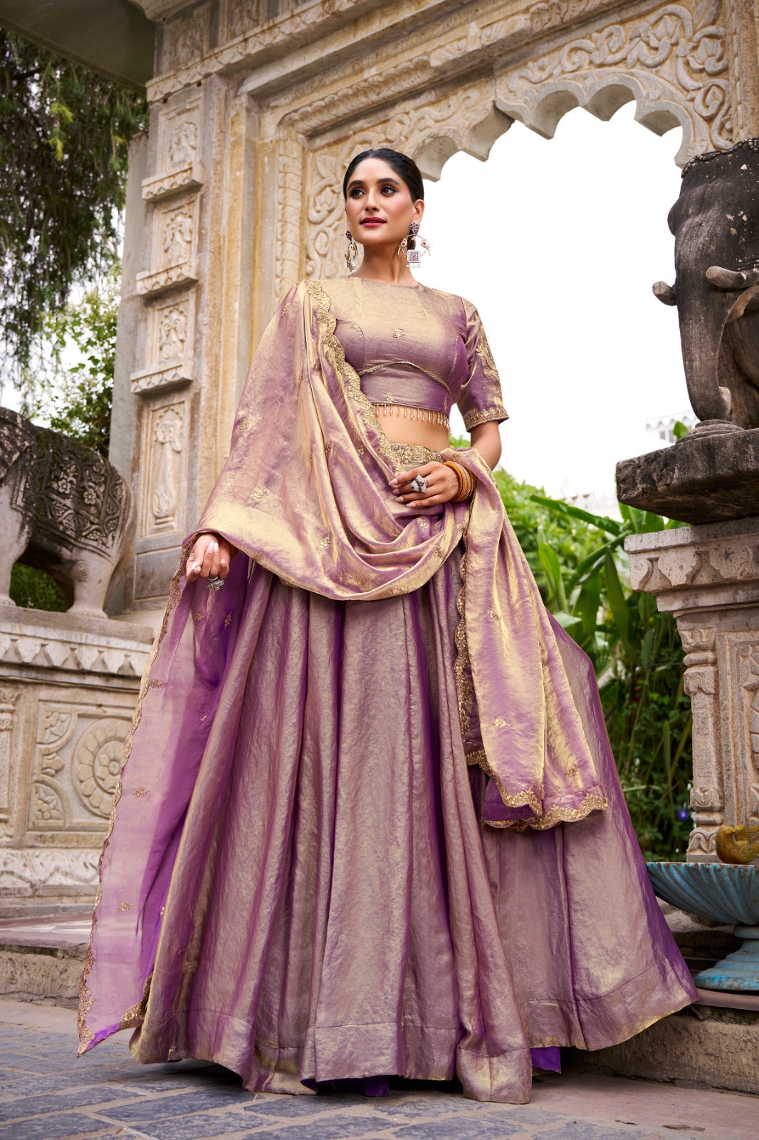 Lavender Designer Fendi Lehenga Choli Set with Sequins & Thread Embroidery  Heavy Flair Stitched Lehenga with Dupatta