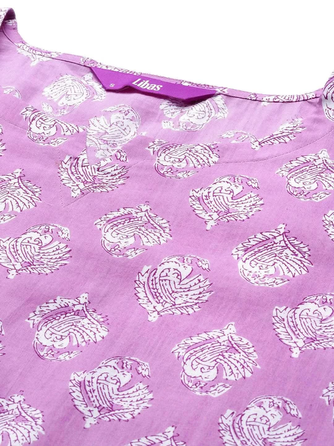 Anouk Lavender Printed Cotton Night Suit