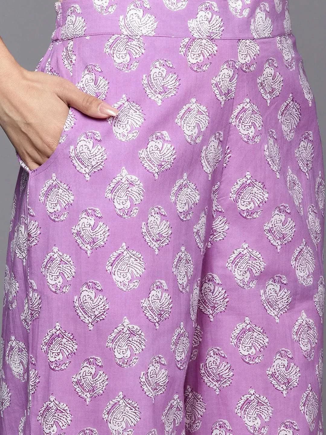 Anouk Lavender Printed Cotton Night Suit