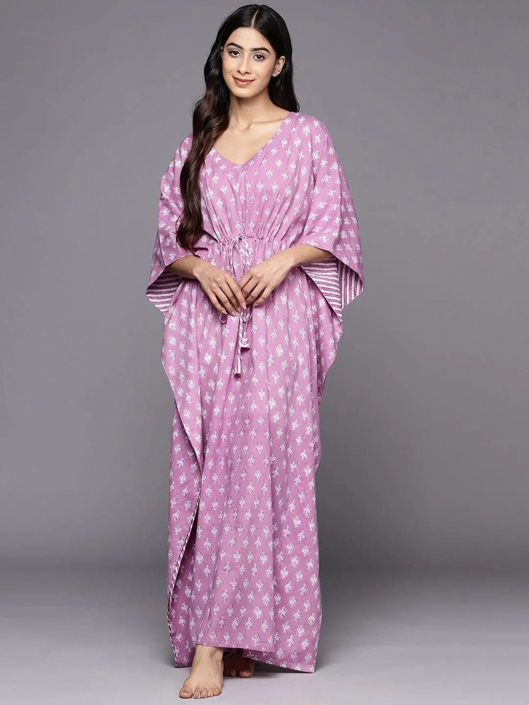 Anouk Lavender Printed Cotton Nightdress