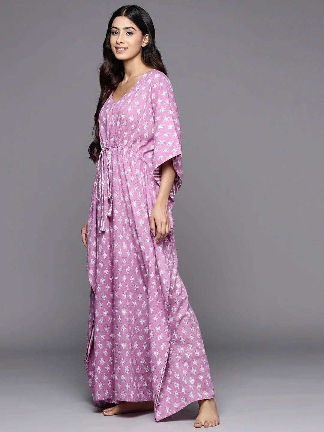 Anouk Lavender Printed Cotton Nightdress