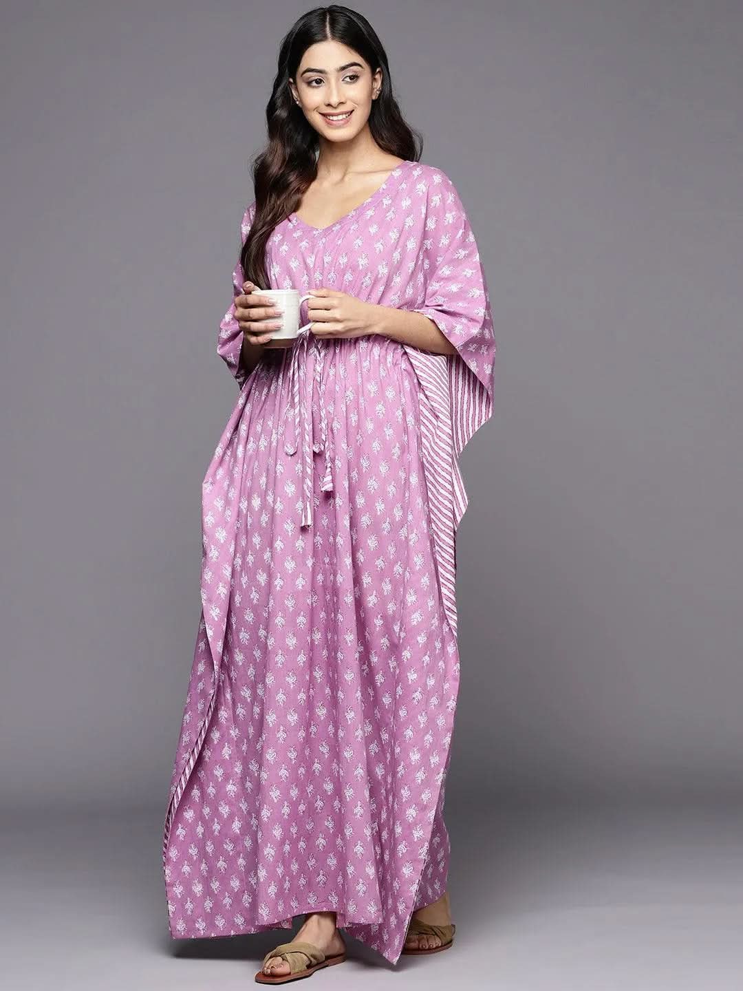 Anouk Lavender Printed Cotton Nightdress