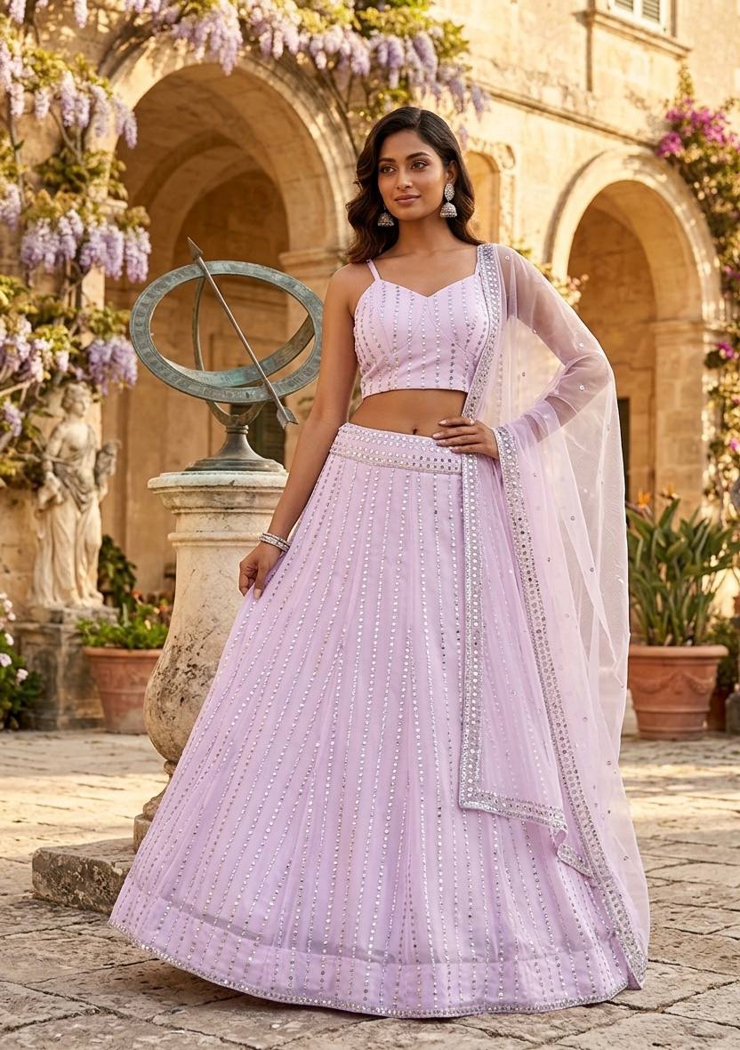 Lavender Sequins Lehenga Choli