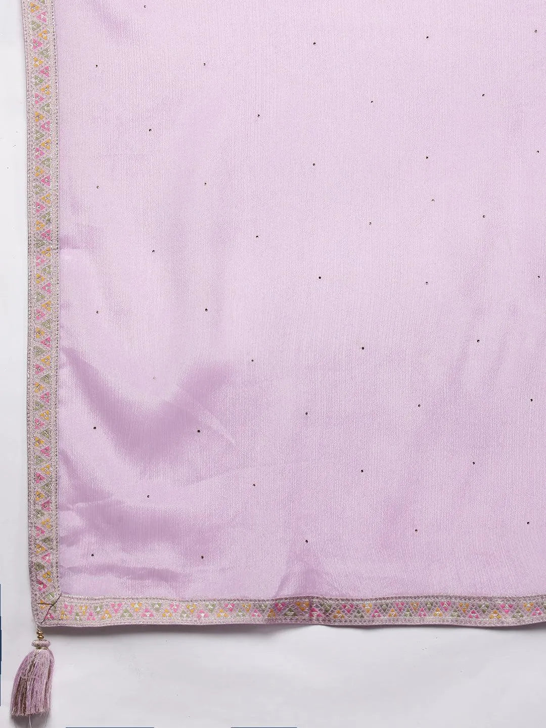 Anouk Lavender Woven Design Silk Blend Straight Kurta With Trousers & Dupatta
