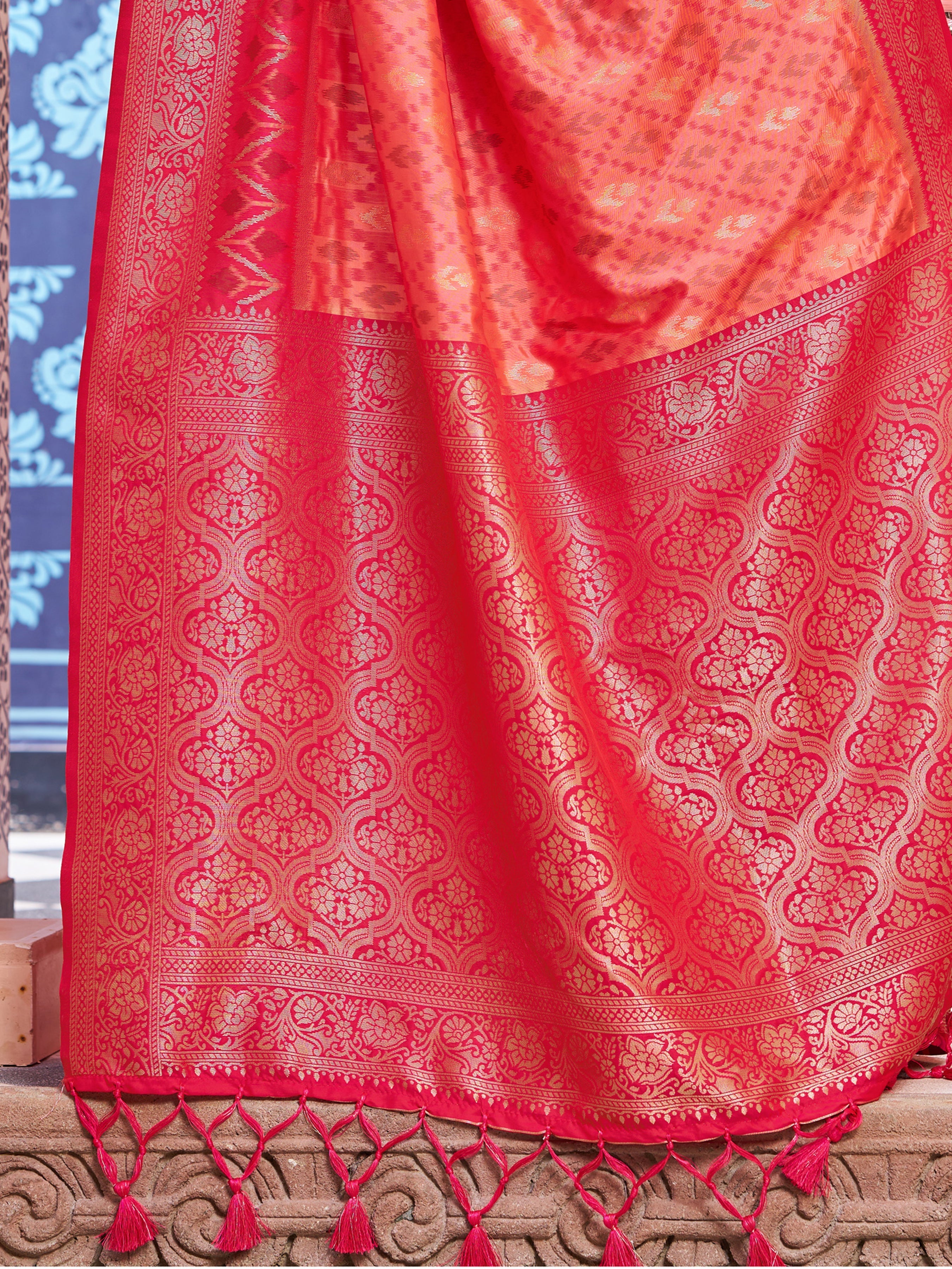 Light Pink Elegant Banarasi Tissue Silk Saree with Zari Woven Design